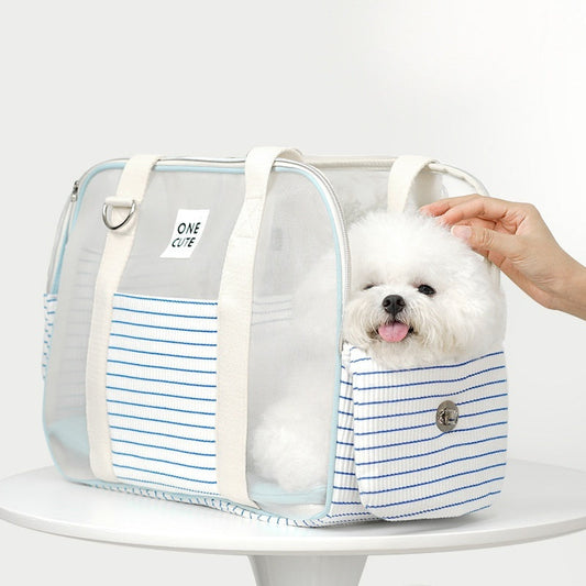 HKM-997523 Blue and White Striped Breathable Pet Diaper Shoulder Bag