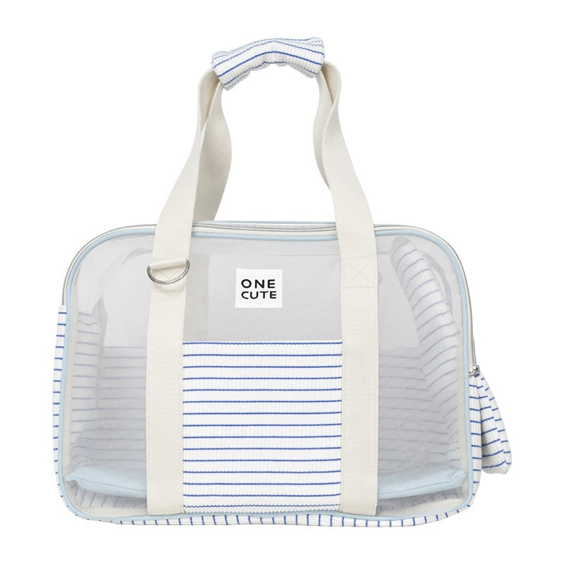HKM-997523 Blue and White Striped Breathable Pet Diaper Shoulder Bag
