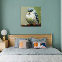HKM-997587 Hand Painted Kawaii Bird Oil Canvas Art for Living Room and Children's Decor