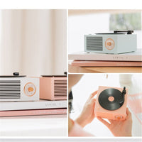 HKM-997715 Retro Bluetooth Record Player Mini Wireless Speaker - 1000mAh Battery, 5W Output, 16GB Storage, Compact Design
