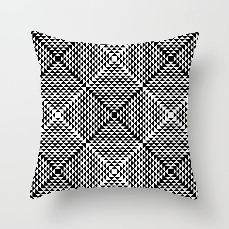 HKM-997779 Geometric Abstract Peach Skin Pillowcase for Living Room, Bedroom, and Study - 45x45cm