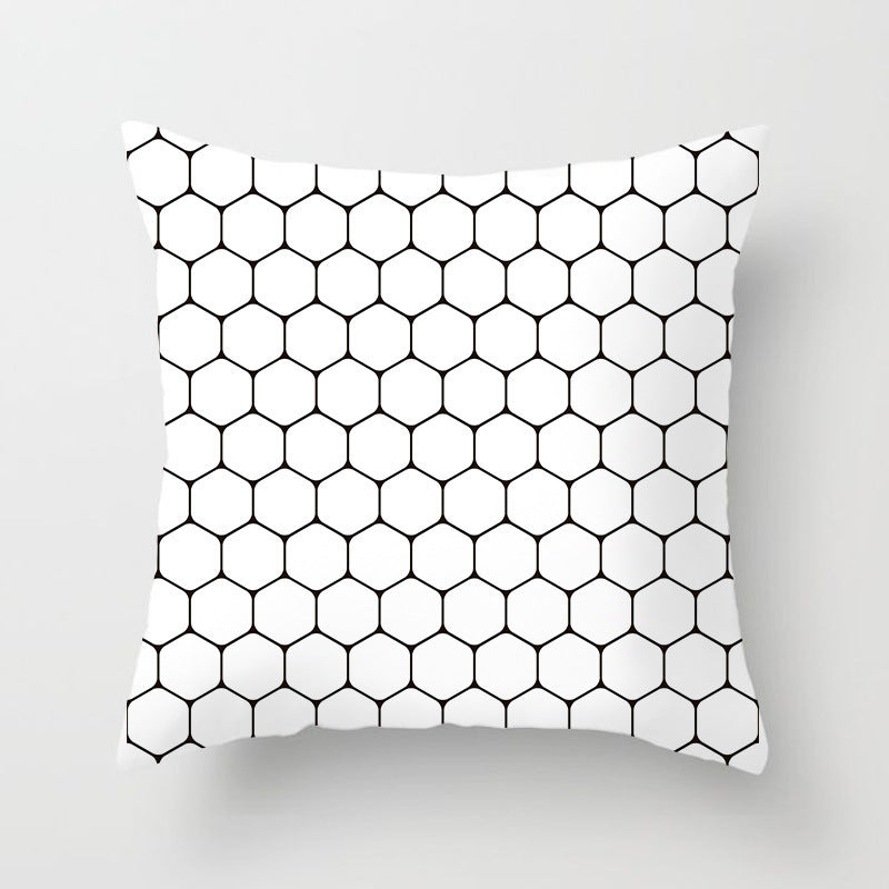 HKM-997779 Geometric Abstract Peach Skin Pillowcase for Living Room, Bedroom, and Study - 45x45cm