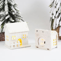 HKM-997779 Wooden Christmas Snowflake House Lighting Ornament - Miniature Decor in Three Styles