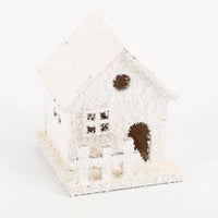 HKM-997779 Wooden Christmas Snowflake House Lighting Ornament - Miniature Decor in Three Styles