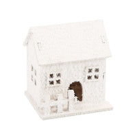 HKM-997779 Wooden Christmas Snowflake House Lighting Ornament - Miniature Decor in Three Styles