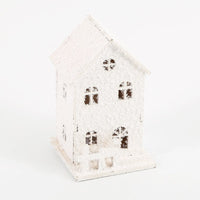 HKM-997779 Wooden Christmas Snowflake House Lighting Ornament - Miniature Decor in Three Styles