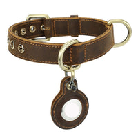 HKM-997843 Retro Double-Sided Cowhide Dog Collar - Handmade, Anti-Lost Tracking with Lanyard