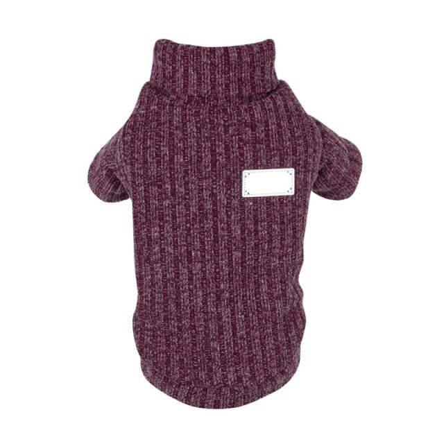 HKM-997907 Cozy Thickened Turtleneck Sweater for Pets - Solid Color Acrylic Knit