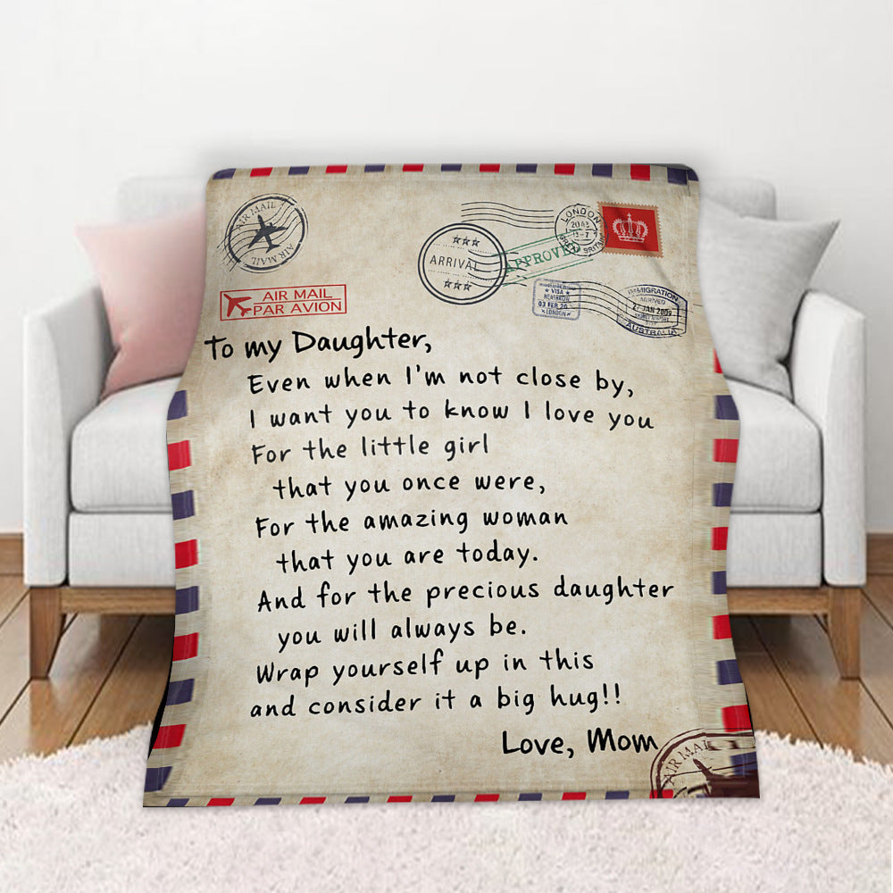 HKM-997971 Cozy Flannel Fleece Blanket with Inspirational Message for Daughter, Son, or Wife - 3 Sizes Available