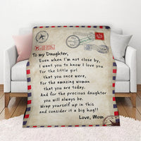HKM-997971 Cozy Flannel Fleece Blanket with Inspirational Message for Daughter, Son, or Wife - 3 Sizes Available