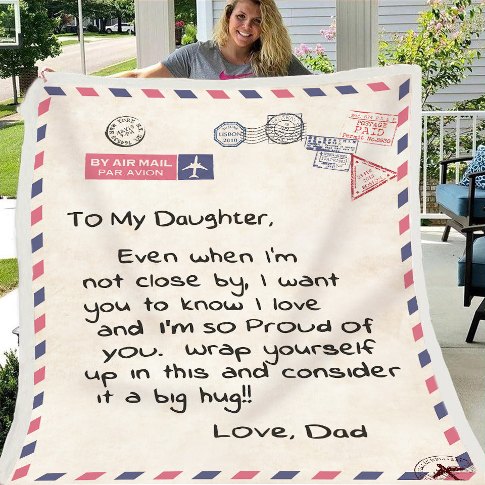 HKM-997971 Cozy Flannel Fleece Blanket with Inspirational Message for Daughter, Son, or Wife - 3 Sizes Available