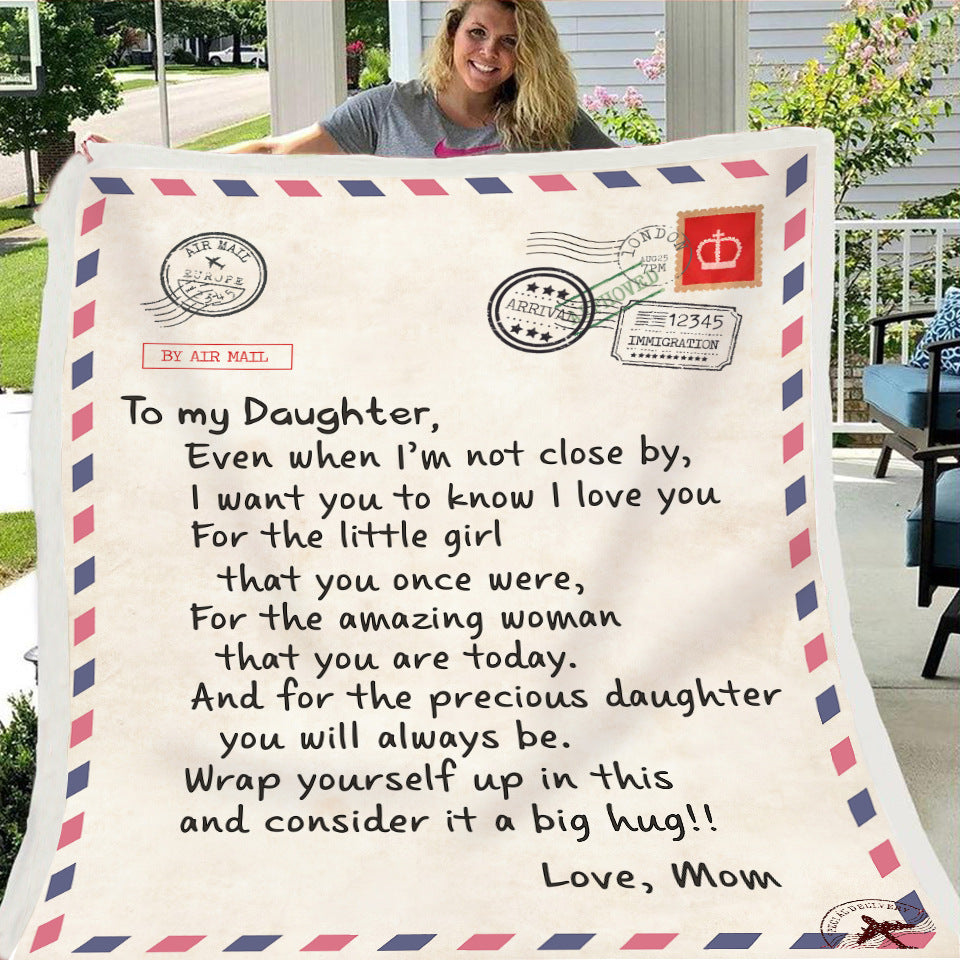 HKM-997971 Cozy Flannel Fleece Blanket with Inspirational Message for Daughter, Son, or Wife - 3 Sizes Available