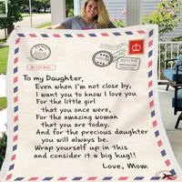 HKM-997971 Cozy Flannel Fleece Blanket with Inspirational Message for Daughter, Son, or Wife - 3 Sizes Available