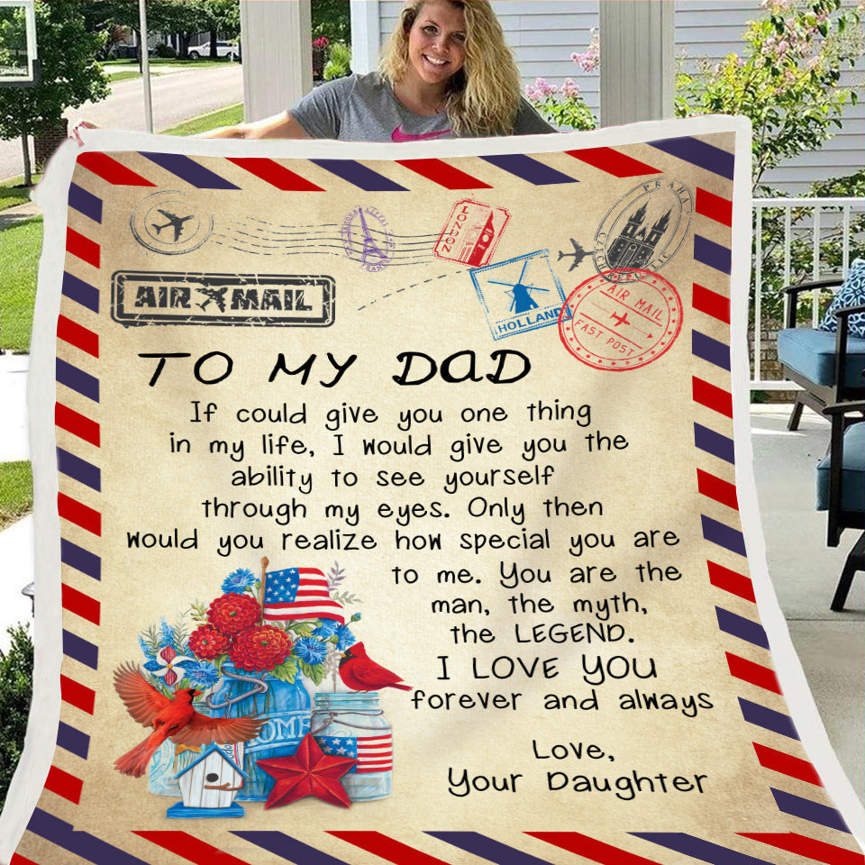 HKM-997971 Cozy Flannel Fleece Blanket with Inspirational Message for Daughter, Son, or Wife - 3 Sizes Available
