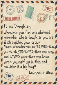 HKM-997971 Cozy Flannel Fleece Blanket with Inspirational Message for Daughter, Son, or Wife - 3 Sizes Available