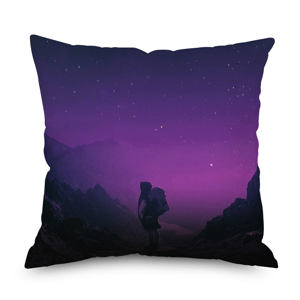 KTX-998035 Purple Series Geometric Pattern Linen Pillowcase 45x45 CM