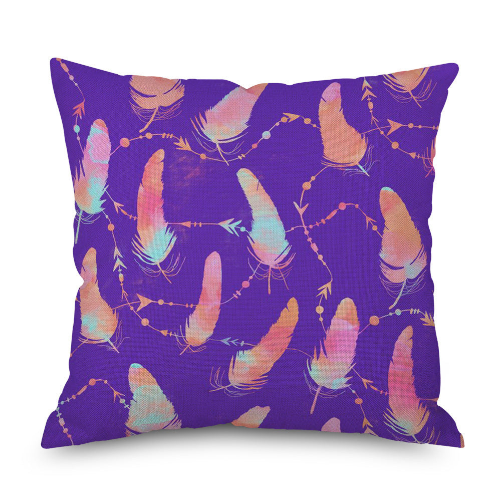 KTX-998035 Purple Series Geometric Pattern Linen Pillowcase 45x45 CM