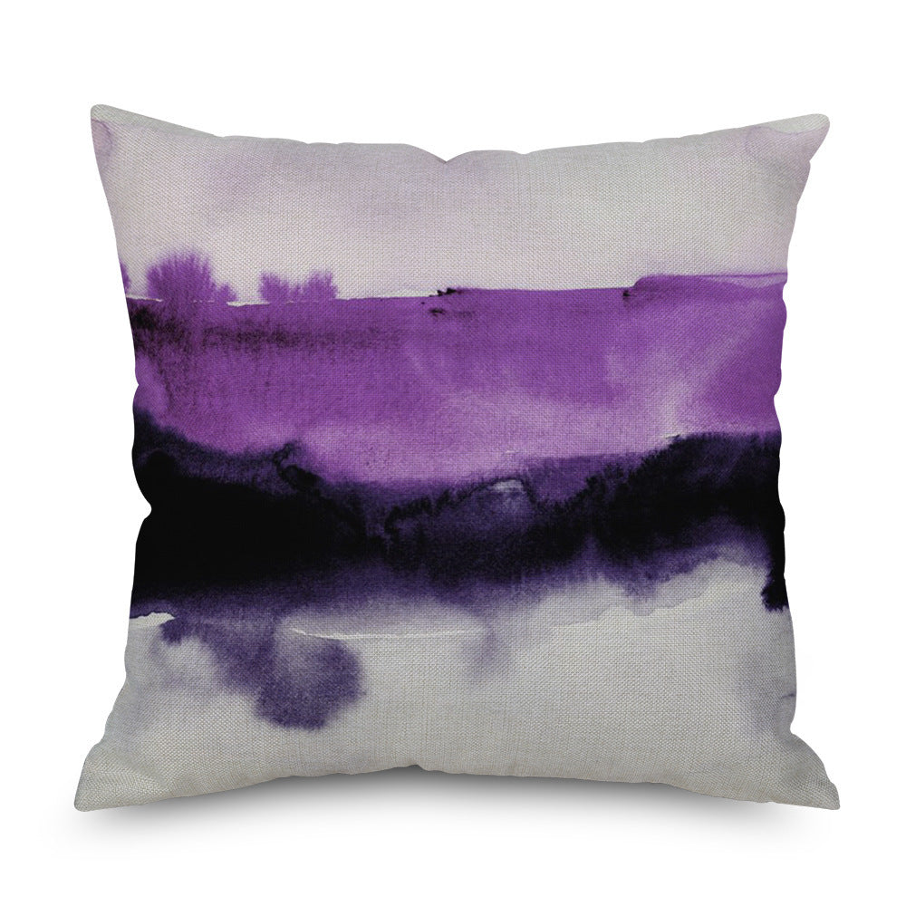 KTX-998035 Purple Series Geometric Pattern Linen Pillowcase 45x45 CM