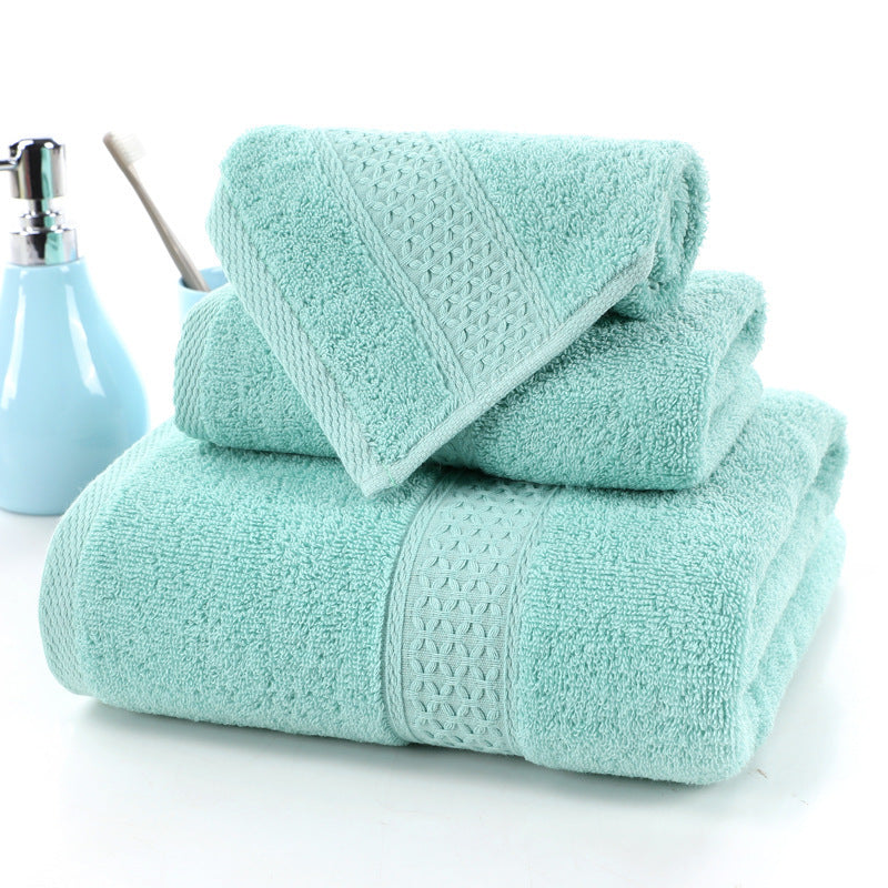 KTX-998227 Long-Staple Cotton Jacquard Towel Set with Absorbent Face Towel and Square Scarf