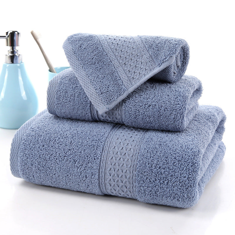KTX-998227 Long-Staple Cotton Jacquard Towel Set with Absorbent Face Towel and Square Scarf