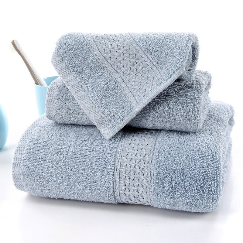 KTX-998227 Long-Staple Cotton Jacquard Towel Set with Absorbent Face Towel and Square Scarf