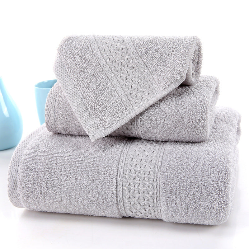 KTX-998227 Long-Staple Cotton Jacquard Towel Set with Absorbent Face Towel and Square Scarf