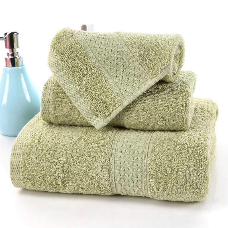 KTX-998227 Long-Staple Cotton Jacquard Towel Set with Absorbent Face Towel and Square Scarf