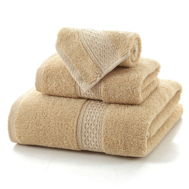 KTX-998227 Long-Staple Cotton Jacquard Towel Set with Absorbent Face Towel and Square Scarf