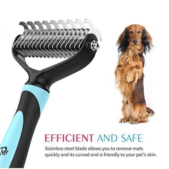 HKM-998355 Pet Dematting and Deshedding Comb with Stainless Steel Teeth for Tangles and Mats