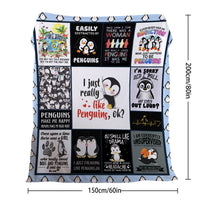 HKM-998483 Soft Flannel Penguin Pattern Throw Blanket for Indoor and Outdoor Use, Various Sizes Available