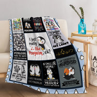 HKM-998483 Soft Flannel Penguin Pattern Throw Blanket for Indoor and Outdoor Use, Various Sizes Available