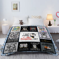 HKM-998483 Soft Flannel Penguin Pattern Throw Blanket for Indoor and Outdoor Use, Various Sizes Available