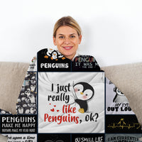 HKM-998483 Soft Flannel Penguin Pattern Throw Blanket for Indoor and Outdoor Use, Various Sizes Available