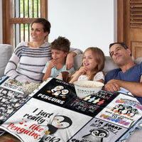 HKM-998483 Soft Flannel Penguin Pattern Throw Blanket for Indoor and Outdoor Use, Various Sizes Available