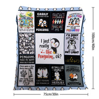HKM-998483 Soft Flannel Penguin Pattern Throw Blanket for Indoor and Outdoor Use, Various Sizes Available