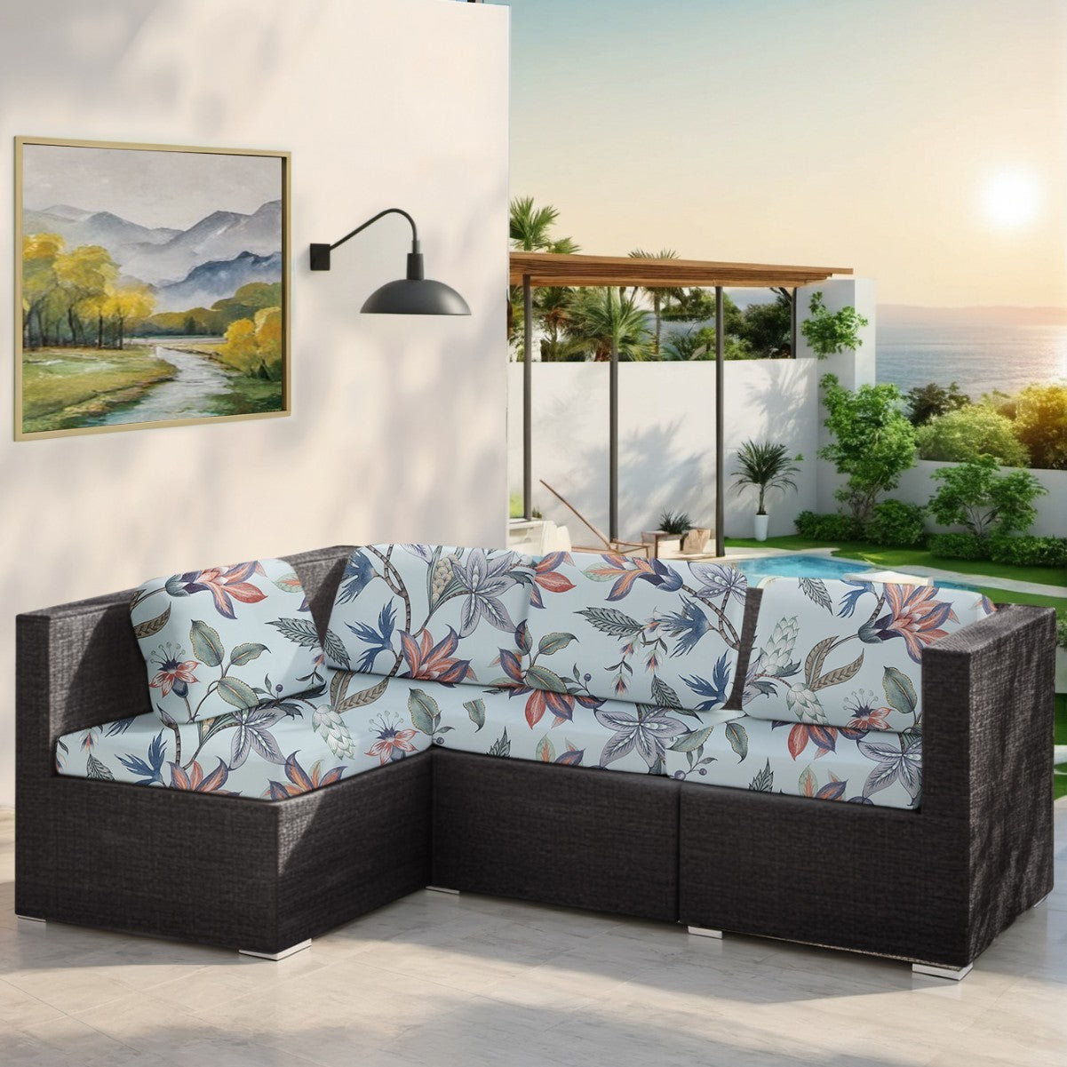 HKM-998547 Rainforest Leaves Stretch Sofa Seat Cover - Dustproof & Modern Design in Multiple Sizes