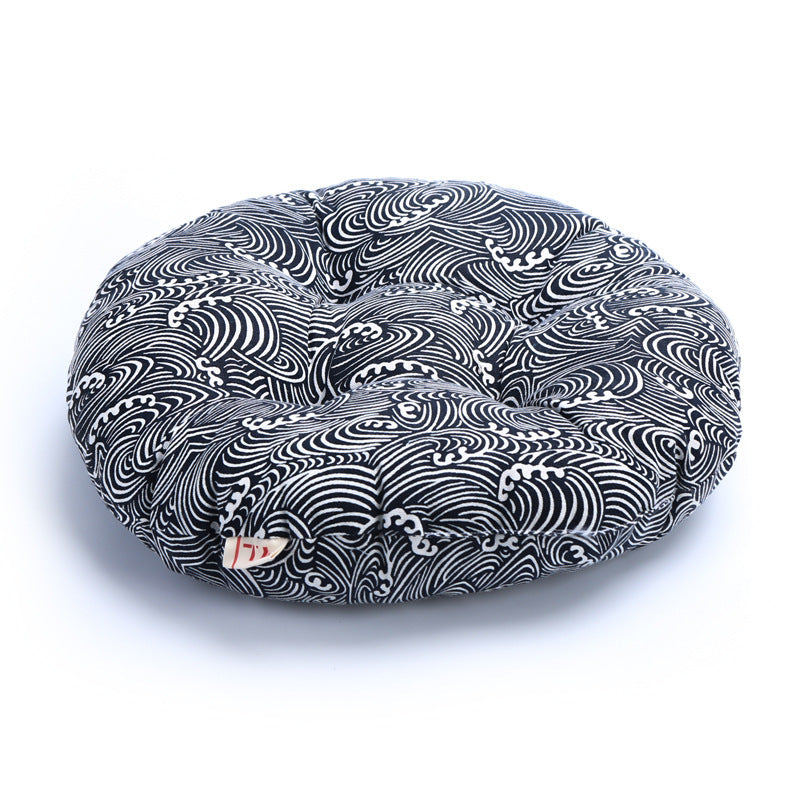 HKM-998867 Lattice Pattern Fabric Tatami Futon - Available in Multiple Round Sizes