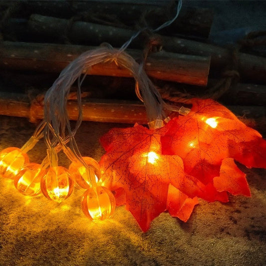 HKM-998931 Maple Leaf Pumpkin LED Light String for Thanksgiving Decorations