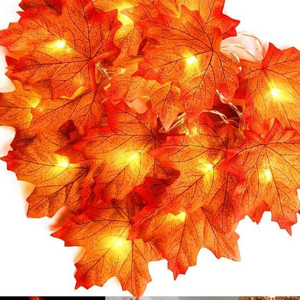 HKM-998931 Maple Leaf Pumpkin LED Light String for Thanksgiving Decorations