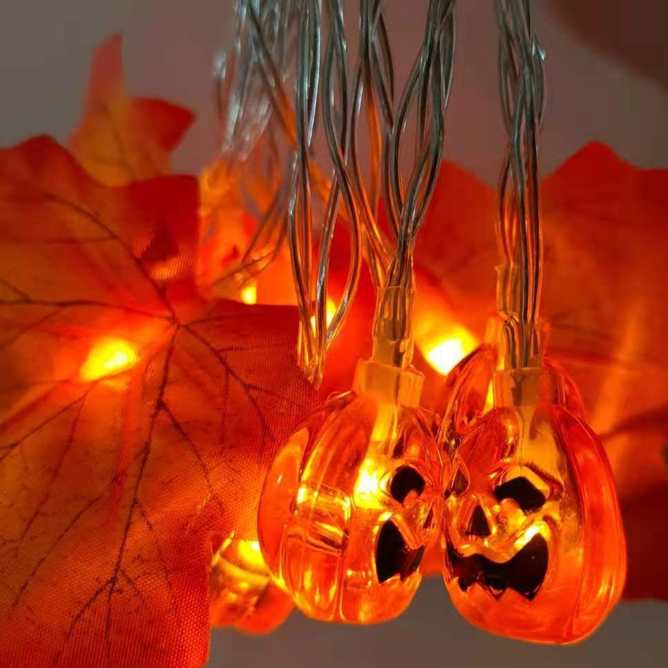 HKM-998931 Maple Leaf Pumpkin LED Light String for Thanksgiving Decorations