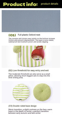 HKM-998931 Three-Dimensional Closed Cat Nest in Green and Orange Cauliflower Design