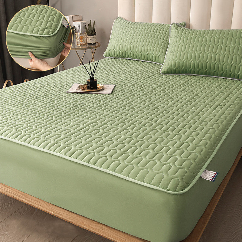 HKM-999123 Non-slip Dust Cover Fitted Sheet in Dark Gray, Light Gray, Matcha Green, Blue, or Jade