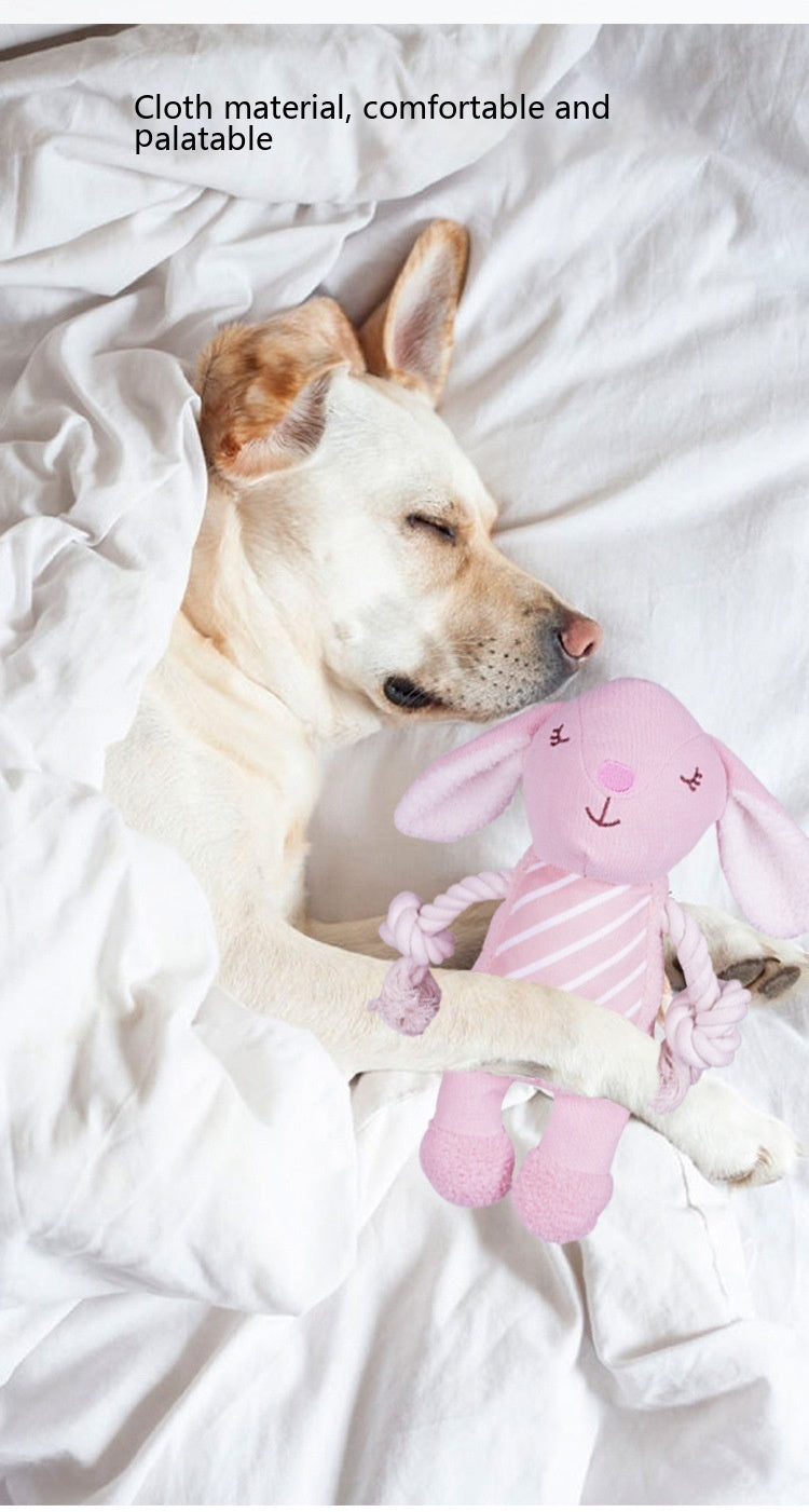 HKM-999123 Plush Molar Dog Toy - Bite-Resistant Cloud Velvet Rabbit, Pig, & Bear Designs