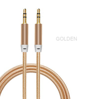 HKM-999187 High-Quality Mobile Phone Aux Audio Earphone Cable - Gold Plated, Nylon, Copper Core