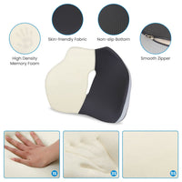 HKM-999187 Memory Foam Seat Cushion for Sciatica Pain Relief - Ergonomic, Non-Slip, Machine Washable Cover - Ideal for Home, Office, Car, Wheelchair, Airplane