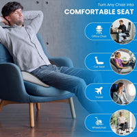 HKM-999187 Memory Foam Seat Cushion for Sciatica Pain Relief - Ergonomic, Non-Slip, Machine Washable Cover - Ideal for Home, Office, Car, Wheelchair, Airplane