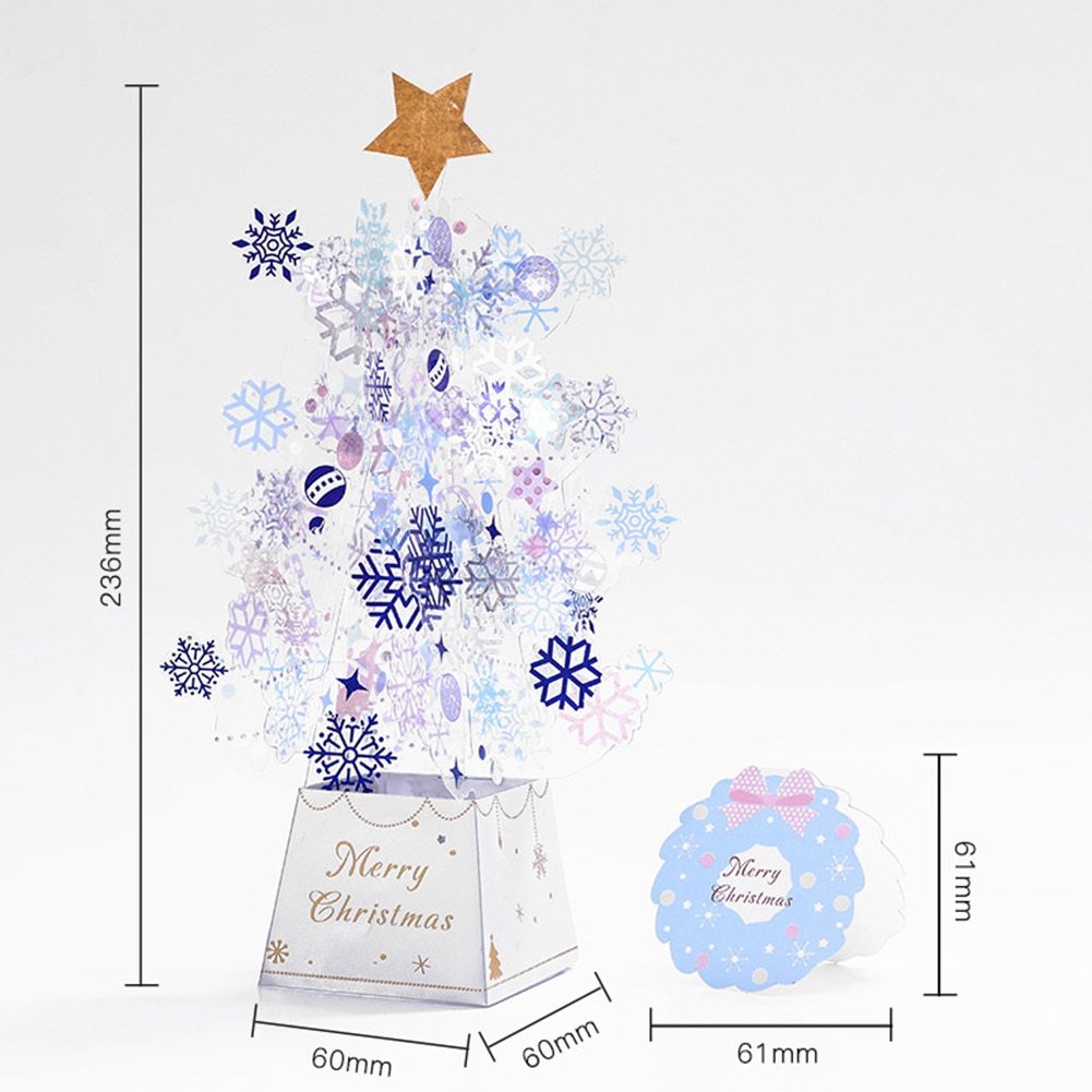 HKM-999251 3D Christmas Tree Pop-Up Greeting Card with Snowflake Sequins