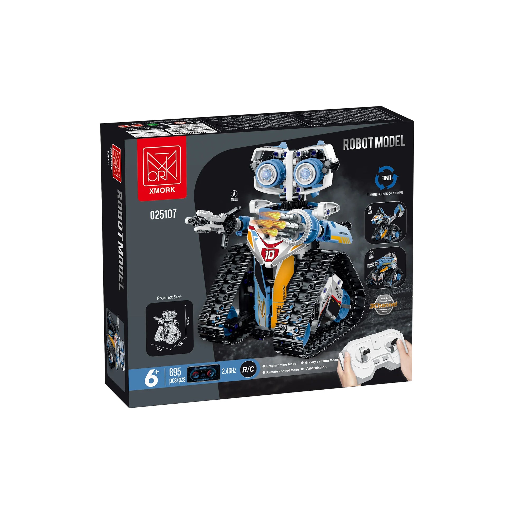 HKM-999379 DIY Assembly Remote Control Robot Puzzle Set - 3 in 1 STEM Building Blocks for Ages 6+
