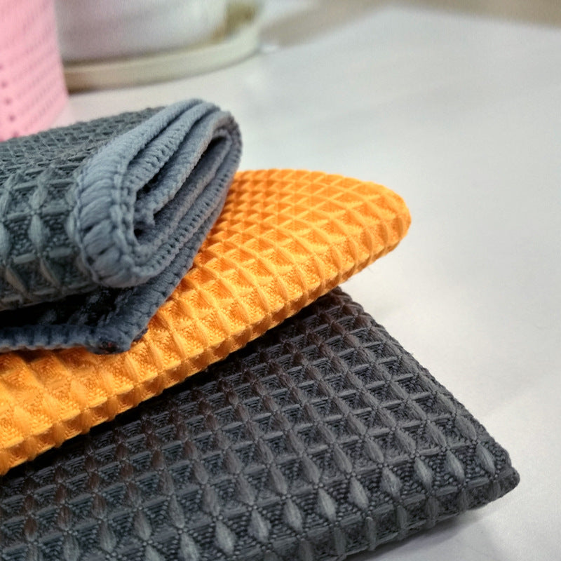 HKM-999379 Microfiber Car Wash Towel - Ultra Absorbent Wafer Style, Soft and Scratch-Free, 40x40cm, Orange/Gray