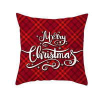 HKM-999699 Classic Red Plaid Christmas Pillow Cover for Home Decor, 45x45cm Polyester Cushion Case